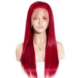 100% Human Hair Lace Front Red Wig 22" inches